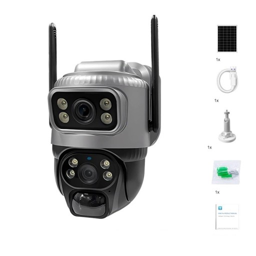 Säkerhets 4G solkamera 8MP 4K med rörelsedetektering och automatisk spårning i ABS-plast svart-grå utomhuskamera för övervakning