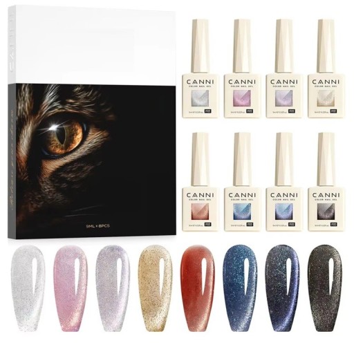 Salongssats med gel-lack 8 st 9 ml Magnetiska kattöga UV LED-härdande för nageldesign lång hållbarhet HEMA FREE