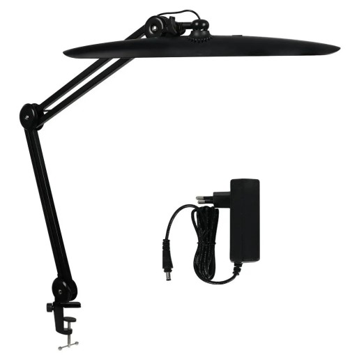 Salonní LED lampa 18 W se 117 diodami a 4 stupni jasu s ramenem 40 a 40 cm kovová otočná s upínací svorkou ke stolu na řasy a obočí