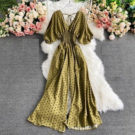 Salopette à pois pour femmes à manches courtes