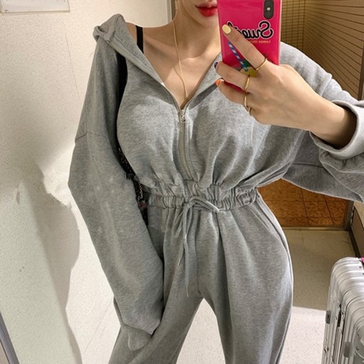 Salopette en sweat à capuche pour femmes