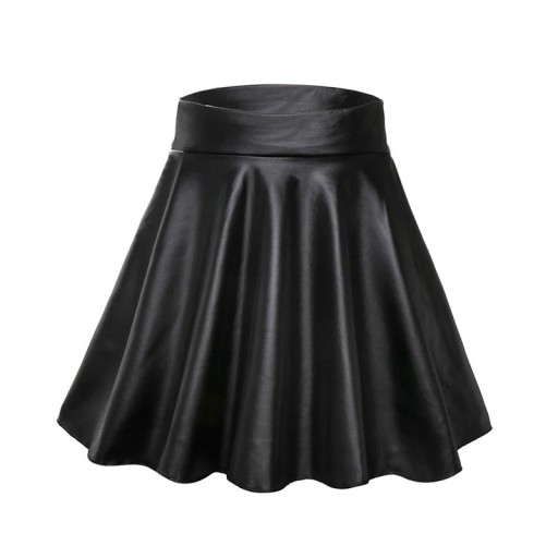 Salsa preta em miniatura para senhora em pele sintética com cintura alta Saia curta elástica até à cintura Saia PU sexy Slim fit para um visual