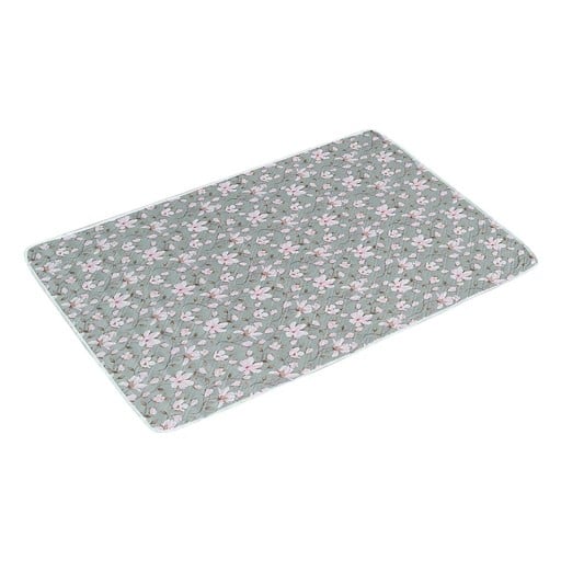 Saltea de schimbat scutece 80x120 cm Saltea impermeabilă cu 4 straturi din bumbac organic Flori roz Protecție lavabilă împotriva accidentelor