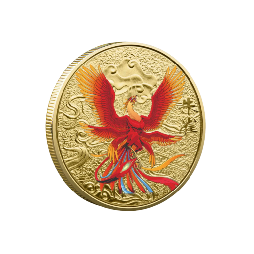 Samlarmynt med kinesiska mytiska djur Jubileumsmedalj för lycka Mynt med kinesisk mytologi Jubileumsmynt guldpläterat målat mynt 4 x 0,3 cm