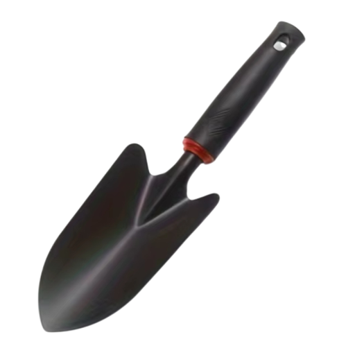 Sämlingsgartenkelle ergonomischer Griff 31 x 8,5 cm metallisch schwarz-orange zum Umtopfen von Pflanzen, Aufnehmen von Erde und Unkrautjäten