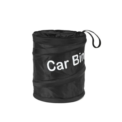 Sammenklappelig affaldsspand til bil med ophængningsrem 20 x 16 cm tekstil sort organiser til bilens interiør