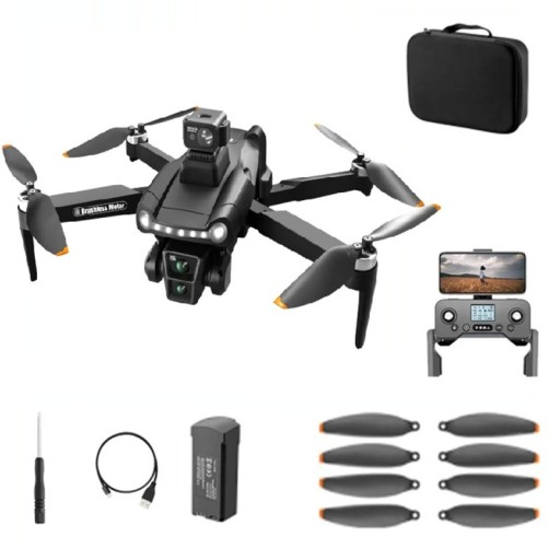 Sammenklappelig drone med 8K dobbeltkamera, GPS, WiFi, FPV, 3000mAh batteri, laserundgåelseszoom, 50x 3 km rækkevidde, børsteløs motorcontroller-etui
