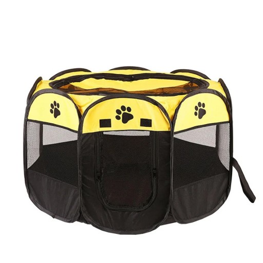 Sammenklappelig ottekantet bur til hunde og katte 73 x 73 x 43 cm Transportabelt rede til kæledyr med hegn Fødeværelse og opdrætsudstyr