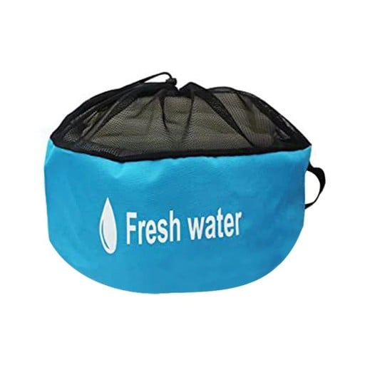 Sammenklappelig vandslange taske med netlåg 46 x 25,5 + 22 cm Polyester Blå Opbevaringspose til rent vand i campingvogn