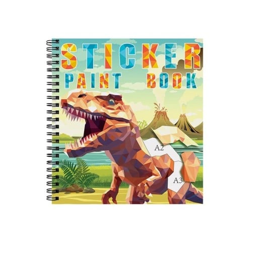 Samolepková kniha Tyranosaurus lepenie podľa čísel 22,8 x 20,9 cm spirála zelená detské tvorenie so samolepkami