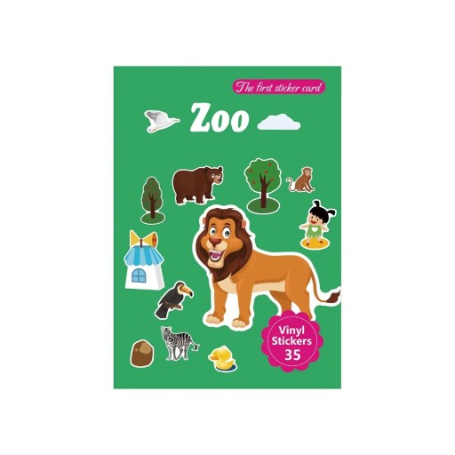 Samolepkowy zeszyt ze sceną i tłem 26 x 25,6 cm winylowe naklejki zielone zoo album dla dzieci i kreatywnej zabawy