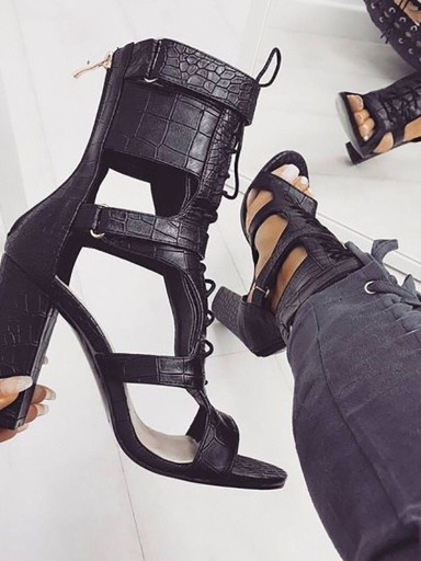 Sandales en cuir pour femmes à talons hauts