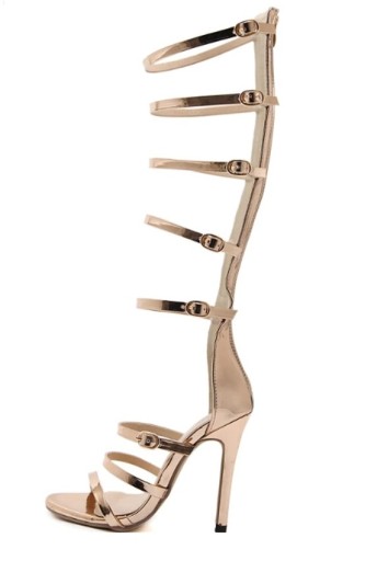 Sandali dorati con cinturino da donna