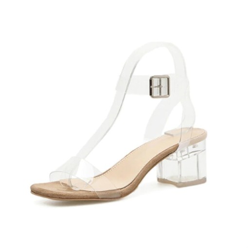 Sandálias femininas com salto transparente