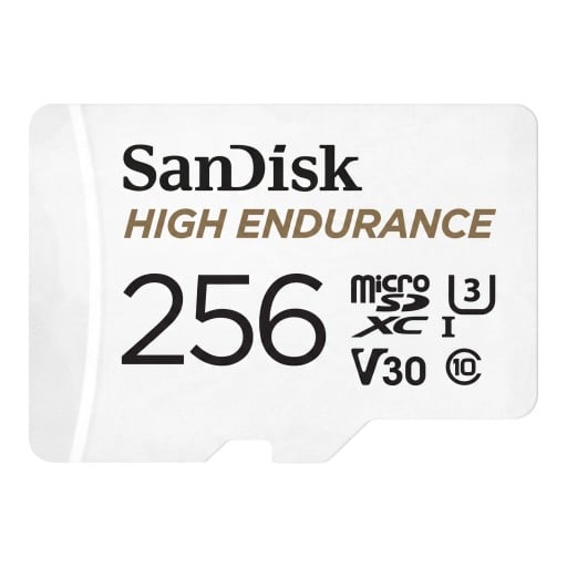 SanDisk High Endurance microSDXC Memory Card 256 GB UHS-I Class U3 V30 and Class 10 White For Camera and Mobile For Video Recording