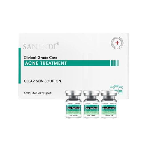 SANENDI serum til akneudsat hud 10×5 ml renseampuller clear skin solution grøn-hvid serum til hudpleje
