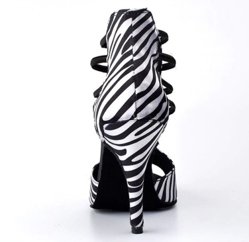 Sapatos de dança femininos com padrão de zebra