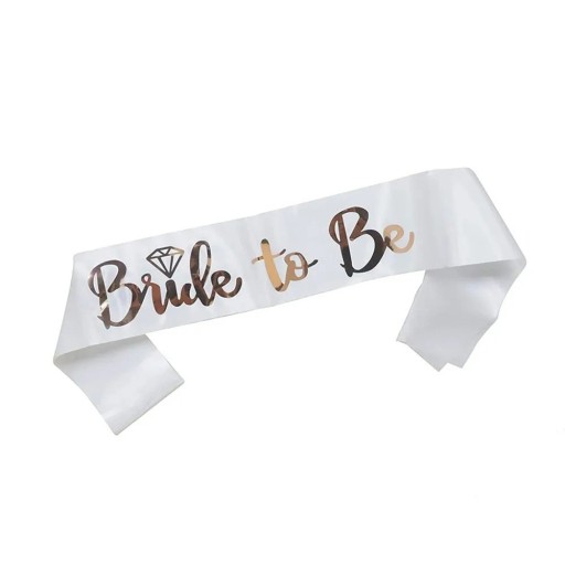 Sash de boda Bride To Be Blanca Satén 156 x 9,5 cm Despedida de soltera Decoración