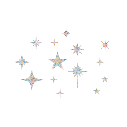 Sateen värikkäitä tarroja 29 x 22 cm PVC koristeelliset tarrat tähtikuvioilla Holografinen efekti tarrat ikkunoille ja laseille
