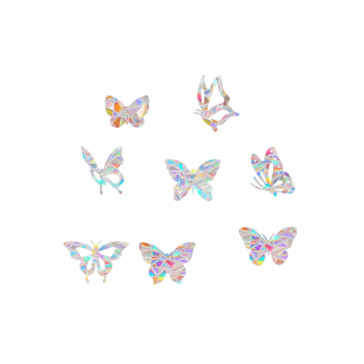 Sateen väristen tarrojen setti 29 x 22 cm PVC ikkunakoristeet perhosaiheella Holografinen efekti tarroja lasille ja peileille