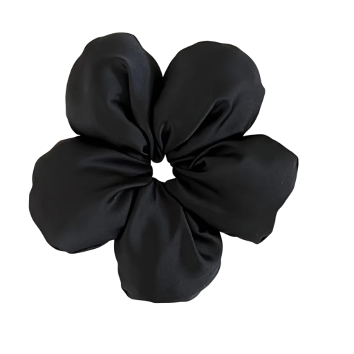 Satinblomst hårbånd Ensfarvet hårgummi til hestehale og knold Elegant modeaccessory til hverdagens frisurer Polyester