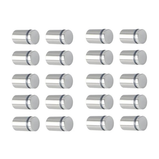 Sats med 20 st distansskruvar 12x25 mm rostfritt stål silver monteringsfästen för att fästa glas, skyltar och paneler