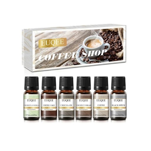 Sats med doftoljor Coffee Shop 6×10 ml presentförpackning 165 × 72 mm kokos choklad kaffe för aromaterapidiffusor