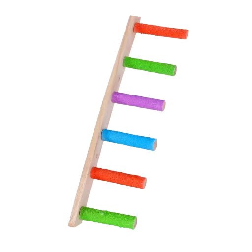 Scala in legno per pappagalli 35 x 9 cm Giocattolo per gabbie per uccelli con 6 gradini Strumento per arrampicarsi Legno naturale Divertimento e movimento per pappagalli
