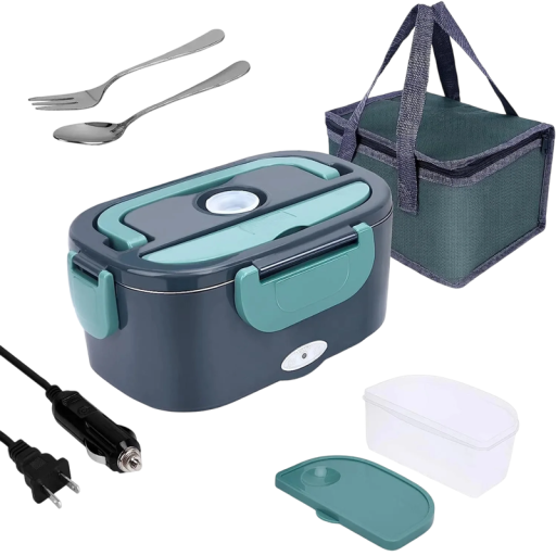 Scaldavivande elettrico 1,5 l 60 W Contenitore per pranzo portatile per auto e casa Inserto in acciaio inossidabile Cavi 12V/24V/220V Borsa isolante