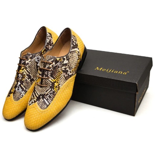 Scarpe stringate gialle da uomo - pelle di serpente