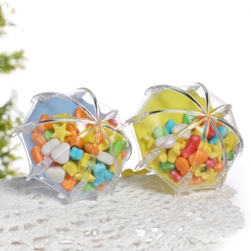 Scatola di plastica per dolci a forma di ombrello 12 pz