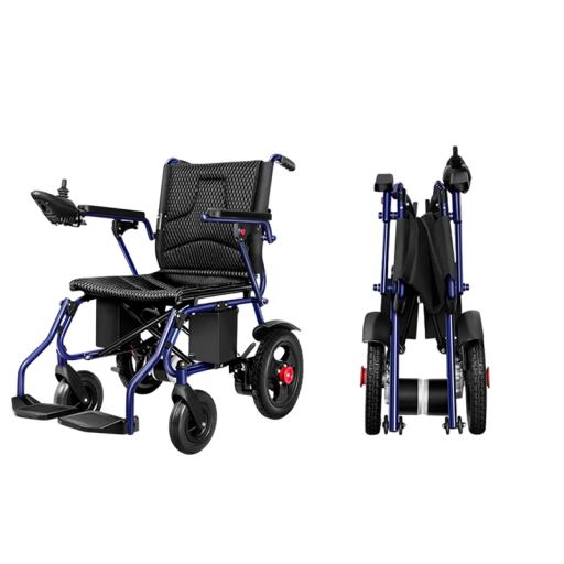 Scaun cu rotile electric pliabil 500W motor, greutate 27 kg, capacitate 120 kg, roți de 8" și 12", portabil pentru seniori