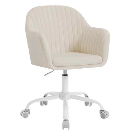 Scaun de birou rotativ cu brațe, înălțime ajustabilă 79,5-87 cm, tapițerie moale, capacitate de încărcare 150 kg, pentru birou și birou de acasă