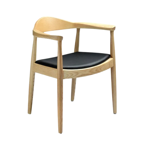 Scaun de dining din lemn cu brațe și șezut tapițat 45 x 45 cm Spătar rotunjit și cadru din lemn Pentru dining, birou și cafenele