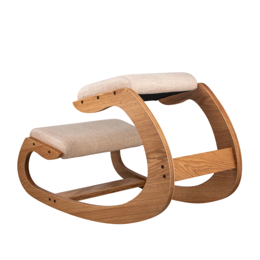 Scaun de genunchi cu perne groase, dimensiuni 84x53x56 cm, lemn de mesteacăn și spumă, capacitate de încărcare 100 kg, scaun ergonomic pentru o ședere sănătoasă