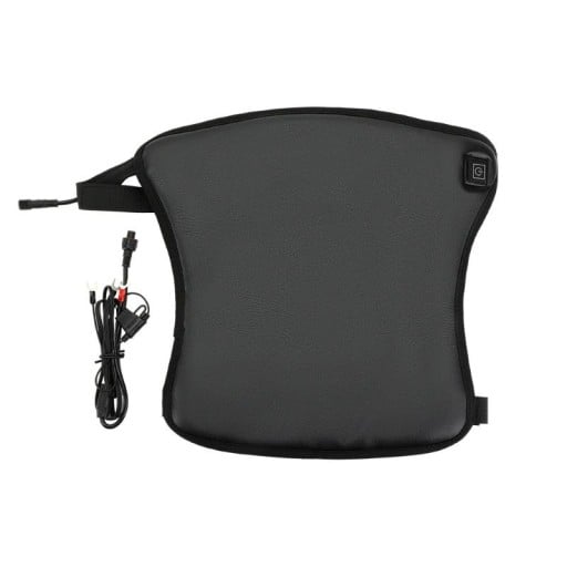 Scaun de motocicletă încălzit KEMITOUR universal 36 x 29,5 cm DC12V piele PU neagră cu setare a temperaturii pentru călătorii iarna