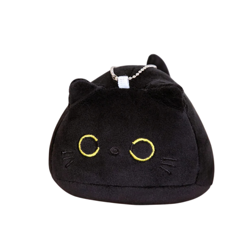Schattige Pluche Zwarte Kat 9 cm Gevulde Pluche Speelgoed met Oren Mini Sleutelhanger Rugzak Decoratie Knuffelig Cadeau Pluche Dier