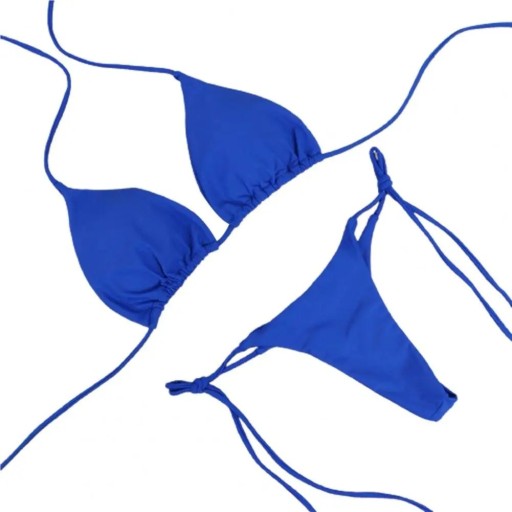 Schlichter Damen Triangel Bikini mit Bindebändern im Nacken und an den Seiten Minimalistisch geschnittene Bademode für Sommer und Urlaub