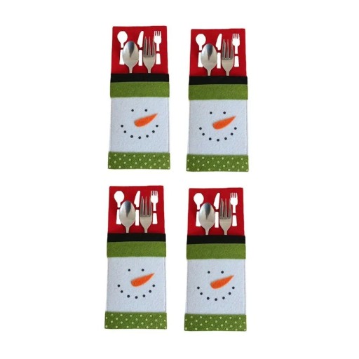 Schneemann Weihnachtsbesteckhülle 4-tlg