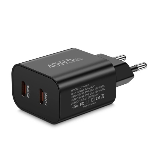 Schnellladeadapter 40 W 2x USB-C-Anschluss