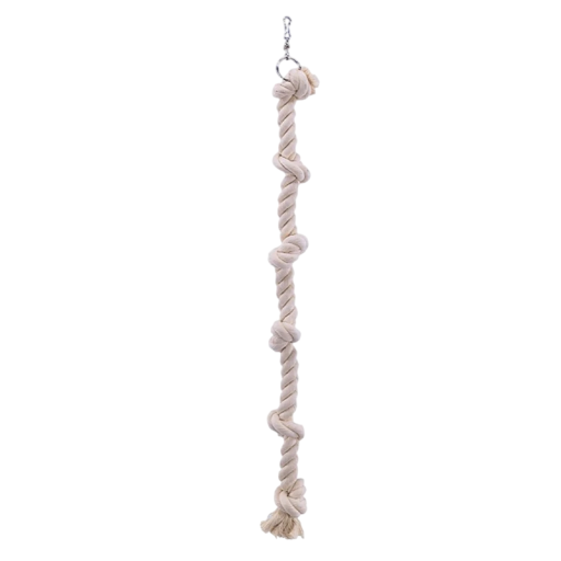 Schommelkoord voor vogels met knopen 32,5x1 cm katoen beige hangend zitstokje voor de kooi voor klimmen schommelen en rusten