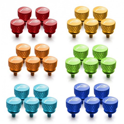 Schroeven voor PC-behuizing 12 x 10 x 6,5 mm set van 5 stuks met M3,5 schroefdraad en geribbelde kop voor handmatige bevestiging