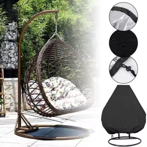 Schutzhülle für Hängesessel 200 x 230 cm Großer schwarzer wasserdichter Bezug mit Reißverschluss zum Schutz im Freien gegen Regen, Staub und Wind