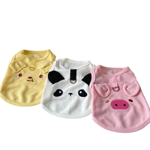 Schwarz-weiße Hundeweste M Niedlicher Anzug mit Pandagesicht Leine Halterung Bequeme Stoffjacke für Hunde 2,5–3,5 kg 40 cm Brust 29 cm Rücken