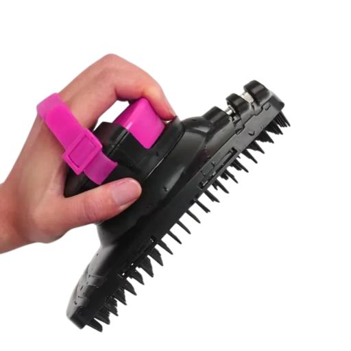 Schwarze Gummibürste für Pferde mit pinkem Griff Massagebürste zur Reinigung von Fell, Mähne und Schweif, Entfernung von Flöhen und Zecken, Reitzubehör