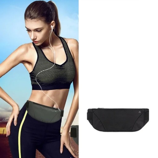 Schwarze Gürteltasche für Sport und Laufen, 33 x 12 cm, wasserdichte Unisex-Lauftasche, leichte Hüfttasche, atmungsaktive Tasche für Handy und Schlüssel, Gürtel mit Reißverschluss