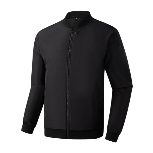 Schwarze Herren Bomberjacke mit Reißverschluss Elegante Frühlings- und Herbstjacke mit elastischen Säumen Leichte Übergangsjacke für Stadt und Beruf