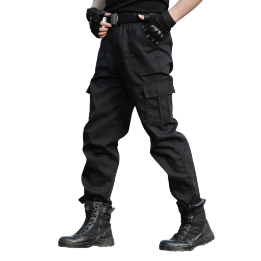 Schwarze Militär-Taktik-Cargohose für Herren mit Taschen, Arbeitshose, strapazierfähig für Offroad-Outdoor-Taschen für den täglichen Gebrauch
