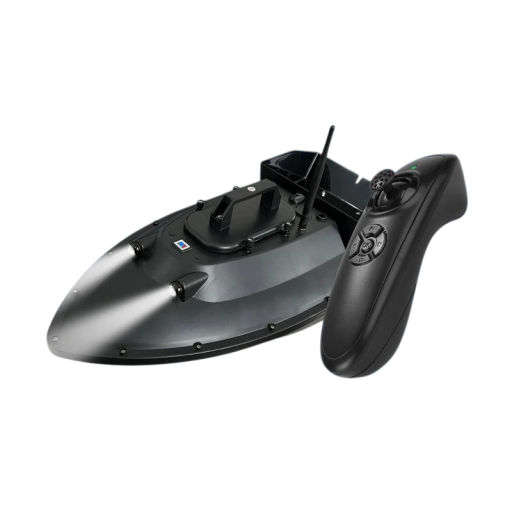 Schwarze RC Futterboot 65 x 32 x 23 cm 12 V 18000 mAh Tragfähigkeit 2,5 kg Fernbedienung 500 m