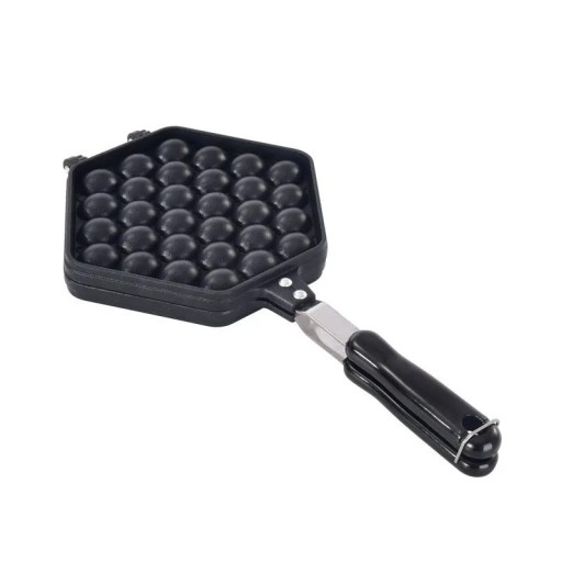 Schwarze Teflon-Waffelpfanne, Antihaft-Waffeleisen, Blasenwaffelform, doppelseitige Pfanne für Gasherd, 39 x 21 cm